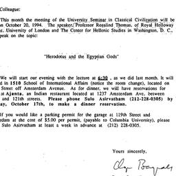 Announcements, 1994-10-03. ...