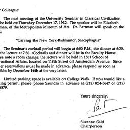 Announcements, 1992-12-07. ...