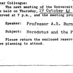 Announcements, 1961-10-19. ...