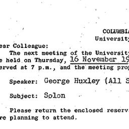 Announcements, 1961-11-16. ...
