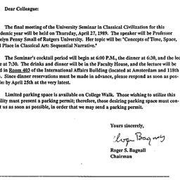 Announcements, 1989-04-10. ...