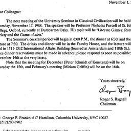 Announcements, 1988-11-01. ...