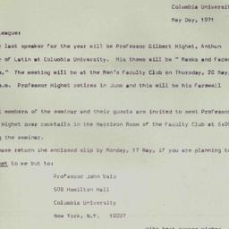 Announcements, 1971-05-01. ...
