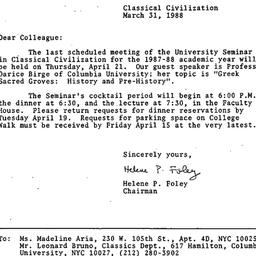 Announcements, 1988-03-31. ...