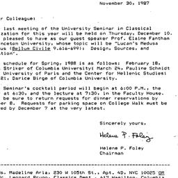 Announcements, 1987-11-30. ...