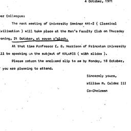Announcements, 1971-10-04. ...