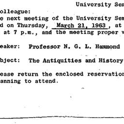 Announcements, 1963-03-21. ...