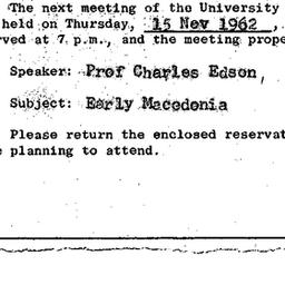Announcements, 1962-11-15. ...