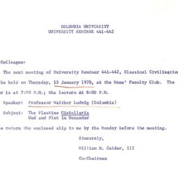 Announcements, 1970-01-15. ...