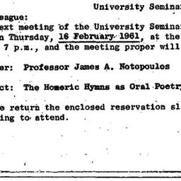 Announcements, 1961-02-16. ...