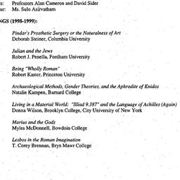 Schedules, Classical Civili...