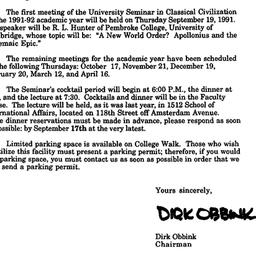 Announcements, 1991-09-05. ...