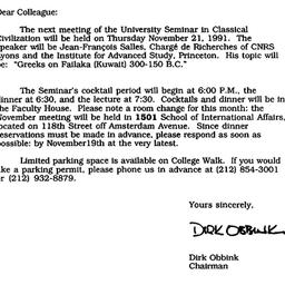 Announcements, 1991-11-05. ...