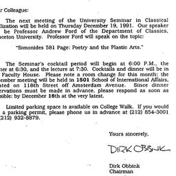 Announcements, 1991-12-09. ...