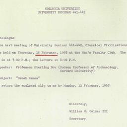 Announcements, 1968-02-15. ...