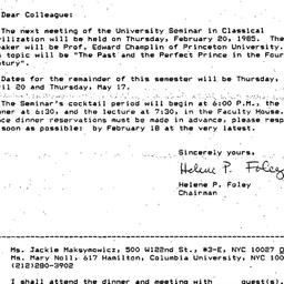 Announcements, 1986-01-30. ...