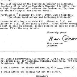 Announcements, 1984-11-01. ...