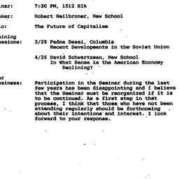 Announcements, 1990-03-01. ...