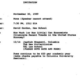 Announcements, 1989-11-30. ...