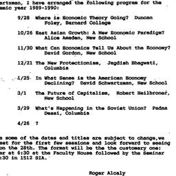 Schedules, Political Econom...