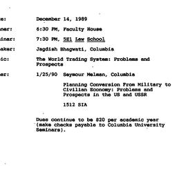 Announcements, 1989-12-14. ...