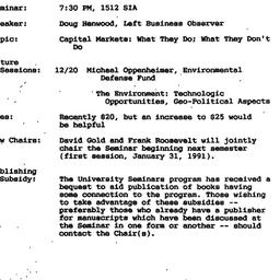 Announcements, 1990-11-29. ...