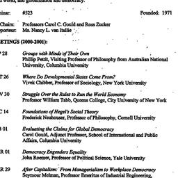 Schedules, Political Econom...