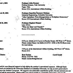 Announcements, 2001-02-01. ...