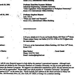 Announcements, 2001-03-01. ...
