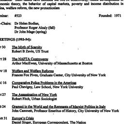 Schedules, Political Econom...