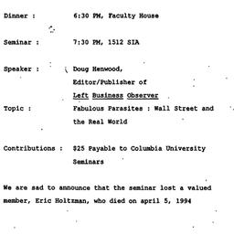 Announcements, 1994-04-28. ...