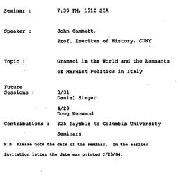 Announcements, 1994-02-24. ...