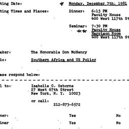Announcements, 1981-12-07. ...