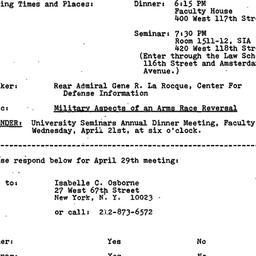Announcements, 1982-04-29. ...