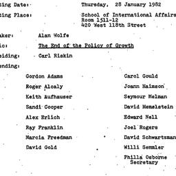 Minutes, 1982-01-28. Politi...