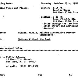 Announcements, 1983-10-27. ...