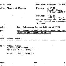 Announcements, 1983-11-17. ...