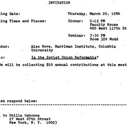 Announcements, 1984-03-29. ...