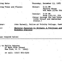 Announcements, 1983-12-15. ...