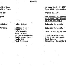Minutes, 1987-03-23. Politi...