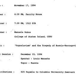 Announcements, 1994-11-17. ...