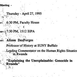 Announcements, 1995-04-27. ...