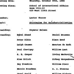 Minutes, 1980-10-30. Politi...