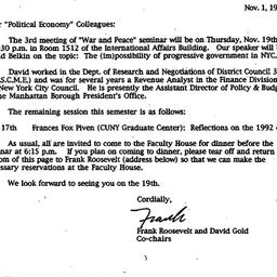 Announcements, 1992-11-01. ...