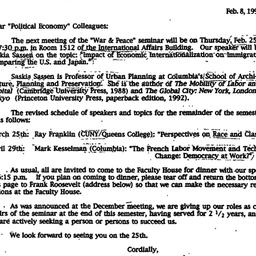 Announcements, 1993-02-08. ...