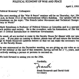 Announcements, 1993-04-03. ...