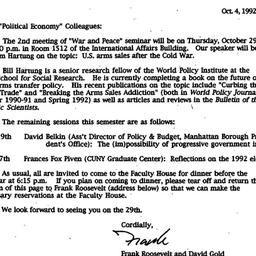 Announcements, 1992-10-04. ...