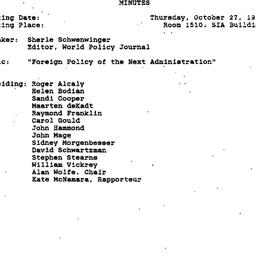 Minutes, 1988-10-27. Politi...