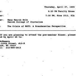 Announcements, 1989-04-27. ...