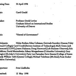 Minutes, 1998-04-30. Politi...